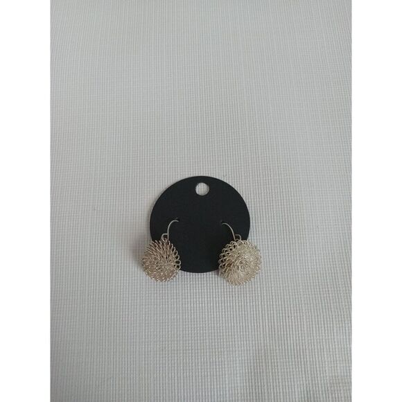 Silver Toned Coiled Spiral Metal Half Circle Puff Lightweight Fashion Earrings - Picture 3 of 8